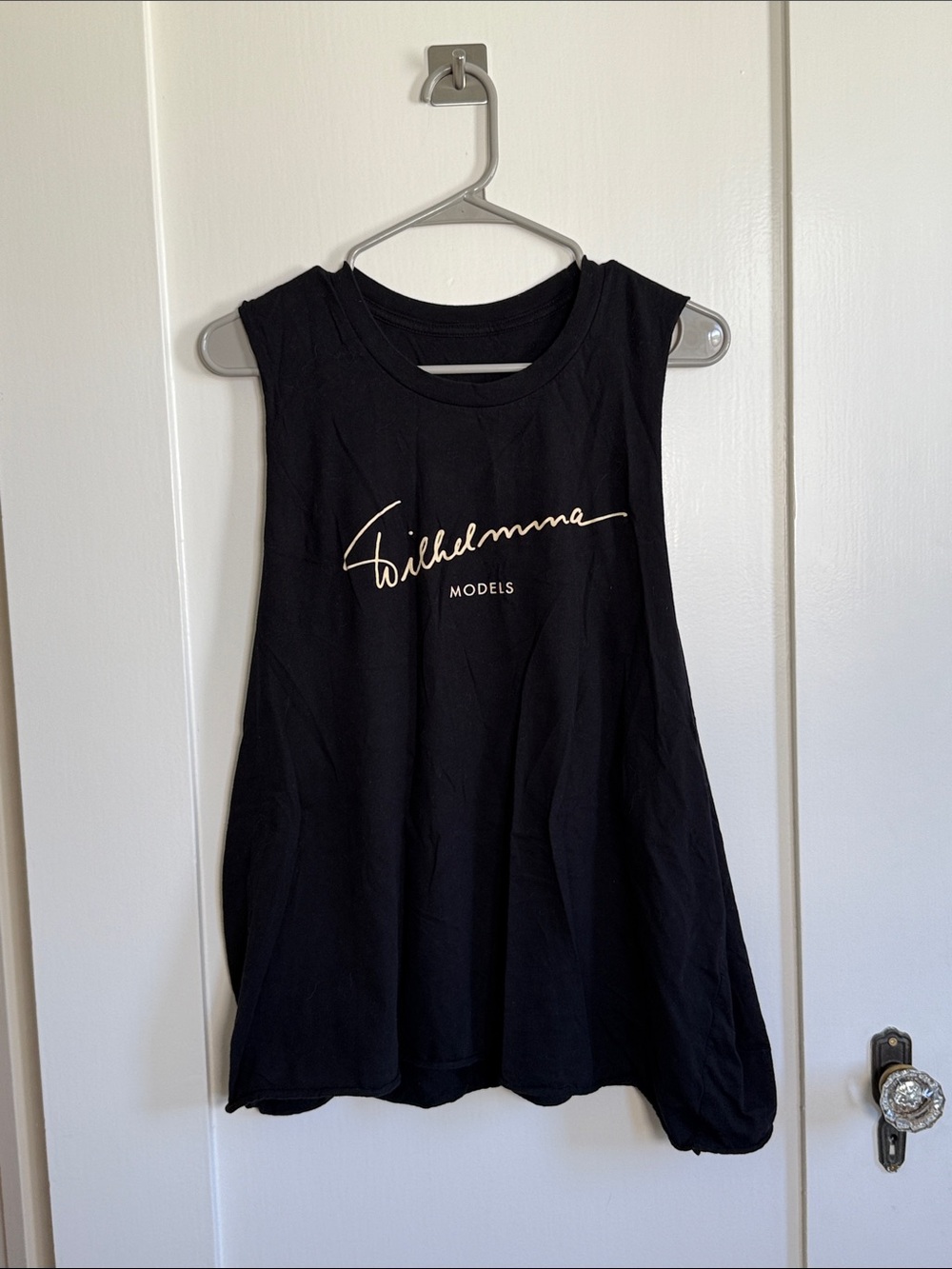Models Black Sleeveless Graphic Tank